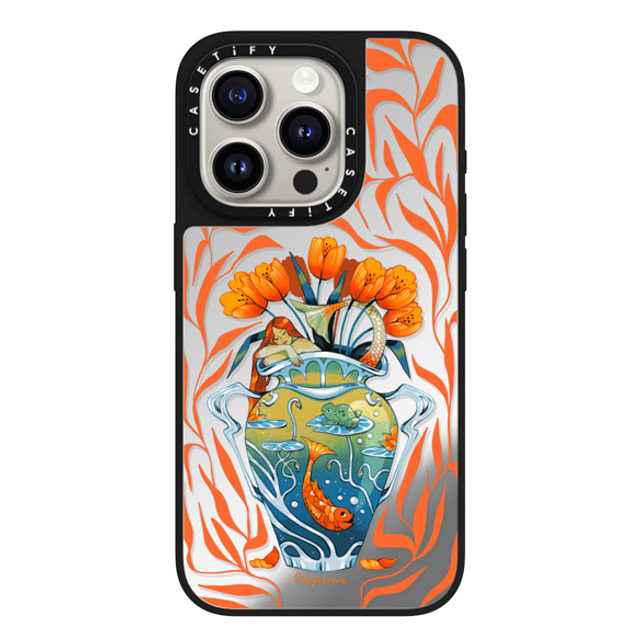 Sibylline Meynet x CASETiFY iPhone 15 Pro Case Silver on Black ミラーケース MagSafe対応 Vase orange Case Sibylline Meynet x CASETiFY iPhone 15 Pro Case Silver on Black ミラーケース MagSafe対応 Vase orange Case