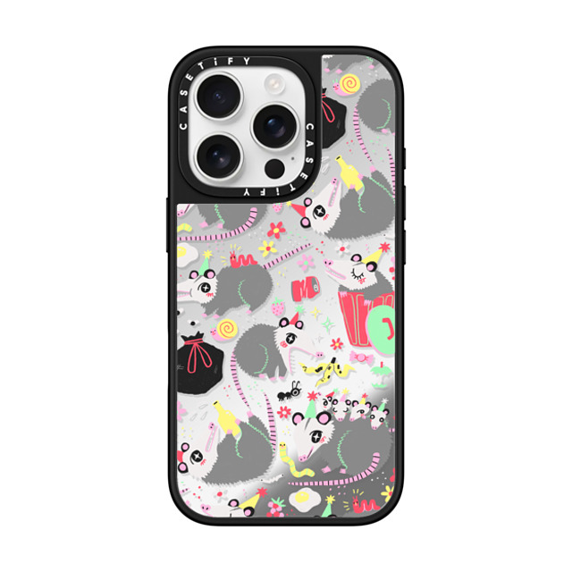 So Lazo x CASETiFY iPhone 16 Pro ケース Silver on Black ミラーケース MagSafe対応 Opossum Symposium