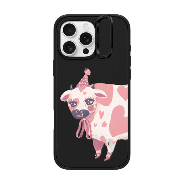 So Lazo x CASETiFY iPhone 16 Pro Max ケース マットブラック インパクトリングスタンドケース MagSafe対応 STRAWBERRY COW