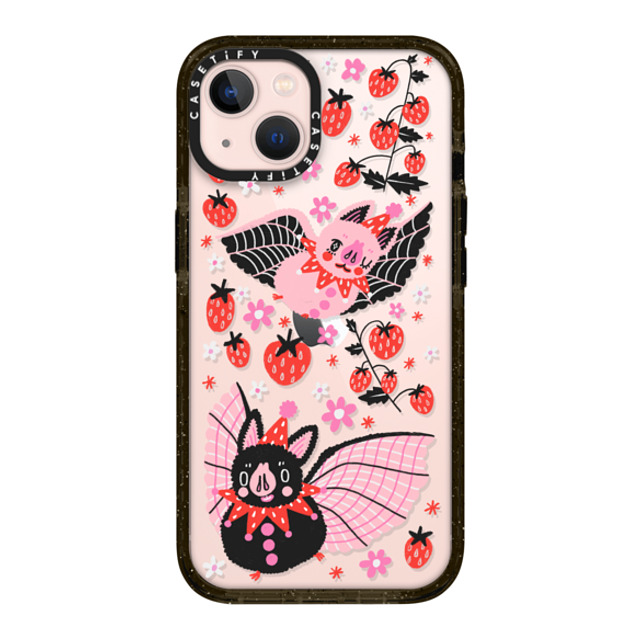 So Lazo x CASETiFY iPhone 13 ケース ブラック インパクトケース STRAWBERRY BATS