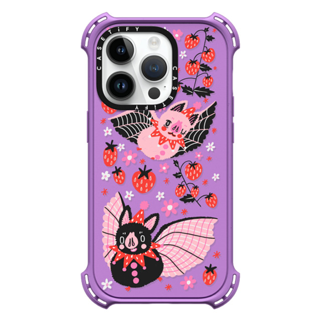 So Lazo x CASETiFY iPhone 14 Pro ケース Matte Purple バウンスケース STRAWBERRY BATS