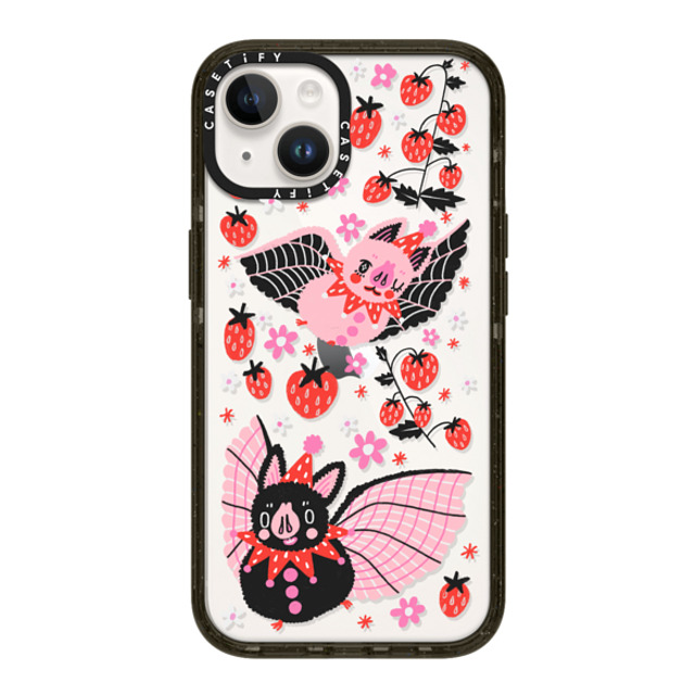 So Lazo x CASETiFY iPhone 14 ケース ブラック インパクトケース STRAWBERRY BATS