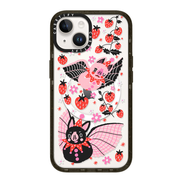 So Lazo x CASETiFY iPhone 14 ケース ブラック インパクトケース MagSafe対応 STRAWBERRY BATS