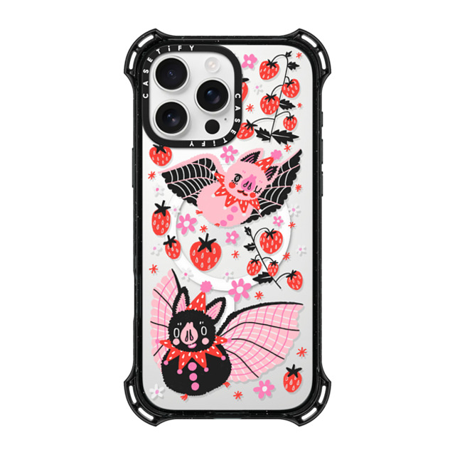 So Lazo x CASETiFY iPhone 16 Pro Max ケース ブラック バウンスケース STRAWBERRY BATS