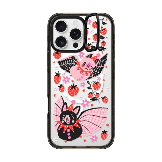 So Lazo x CASETiFY iPhone 16 Pro Max ケース ブラック インパクトリングスタンドケース MagSafe対応 STRAWBERRY BATS