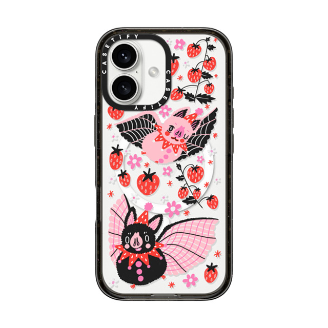 So Lazo x CASETiFY iPhone 16 ケース ブラック インパクトケース MagSafe対応 STRAWBERRY BATS