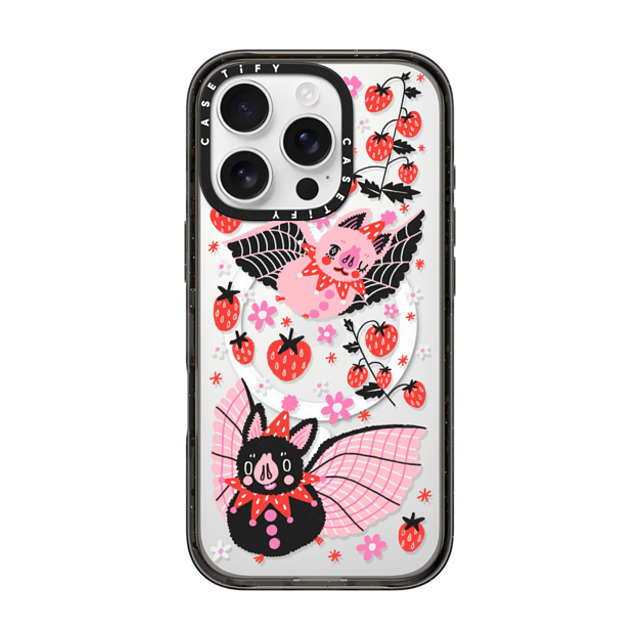 So Lazo x CASETiFY iPhone 16 Pro ケース ブラック インパクトケース MagSafe対応 STRAWBERRY BATS