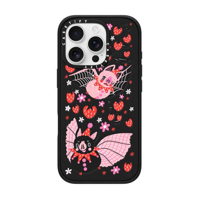 So Lazo x CASETiFY iPhone 16 Pro ケース マットブラック インパクトケース MagSafe対応 STRAWBERRY BATS