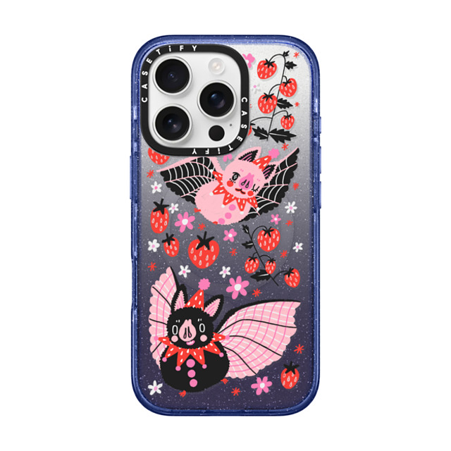 So Lazo x CASETiFY iPhone 16 Pro Case Glitter Indigo Impact Case MagSafe Compatible STRAWBERRY BATS So Lazo x CASETiFY iPhone 16 Pro Case Glitter Indigo Impact Case MagSafe Compatible STRAWBERRY BATS