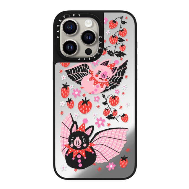 So Lazo x CASETiFY iPhone 15 Pro Max ケース Silver on Black ミラーケース MagSafe対応 STRAWBERRY BATS