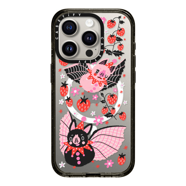 So Lazo x CASETiFY iPhone 15 Pro ケース ブラック インパクトケース MagSafe対応 STRAWBERRY BATS