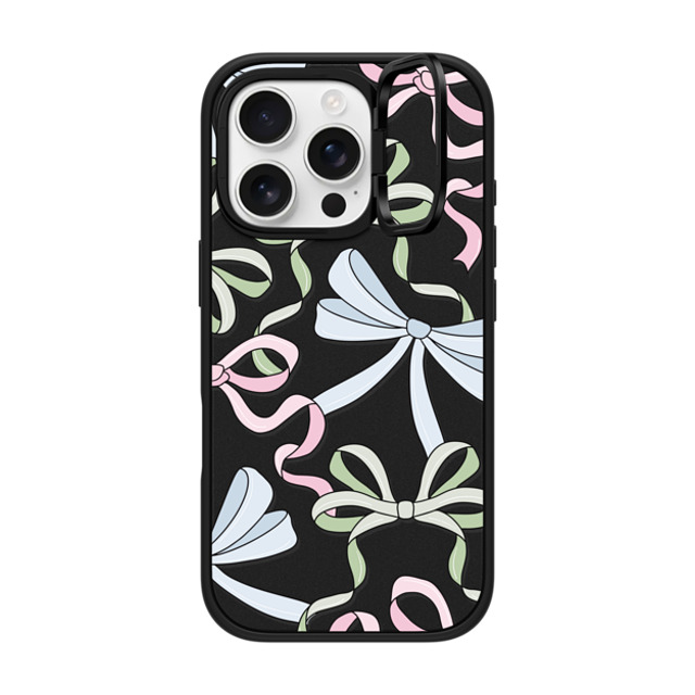 Megan McKean x CASETiFY iPhone 16 Pro ケース マットブラック インパクトリングスタンドケース MagSafe対応 Ribbons