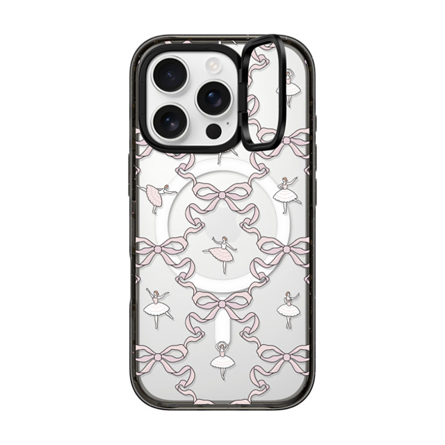 Megan McKean x CASETiFY iPhone 16 Pro ケース ブラック インパクトリングスタンドケース MagSafe対応 Ballerinas & Bows