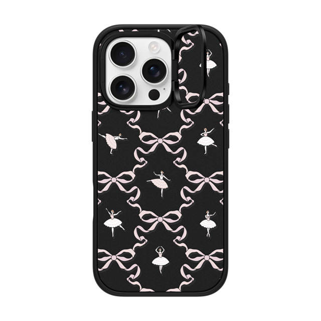 Megan McKean x CASETiFY iPhone 16 Pro ケース マットブラック インパクトリングスタンドケース MagSafe対応 Ballerinas & Bows