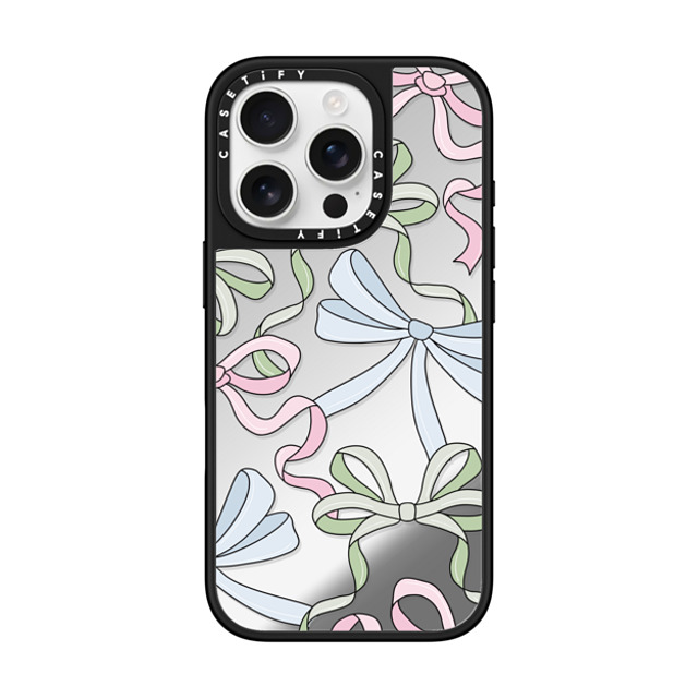 Megan McKean x CASETiFY iPhone 16 Pro ケース Silver on Black ミラーケース MagSafe対応 Ribbons