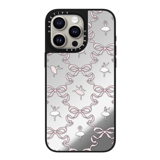 Megan McKean x CASETiFY iPhone 15 Pro Max ケース Silver on Black ミラーケース MagSafe対応 Ballerinas & Bows