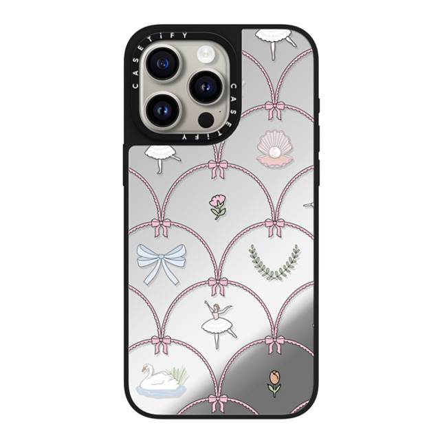 Megan McKean x CASETiFY iPhone 15 Pro Max ケース Silver on Black ミラーケース MagSafe対応 Ballerina Pattern