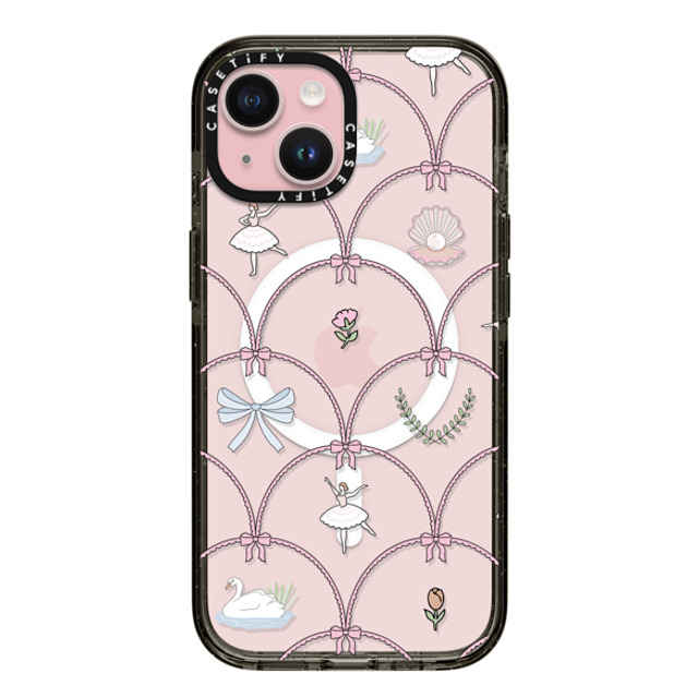 Megan McKean x CASETiFY iPhone 15 ケース ブラック インパクトケース MagSafe対応 Ballerina Pattern