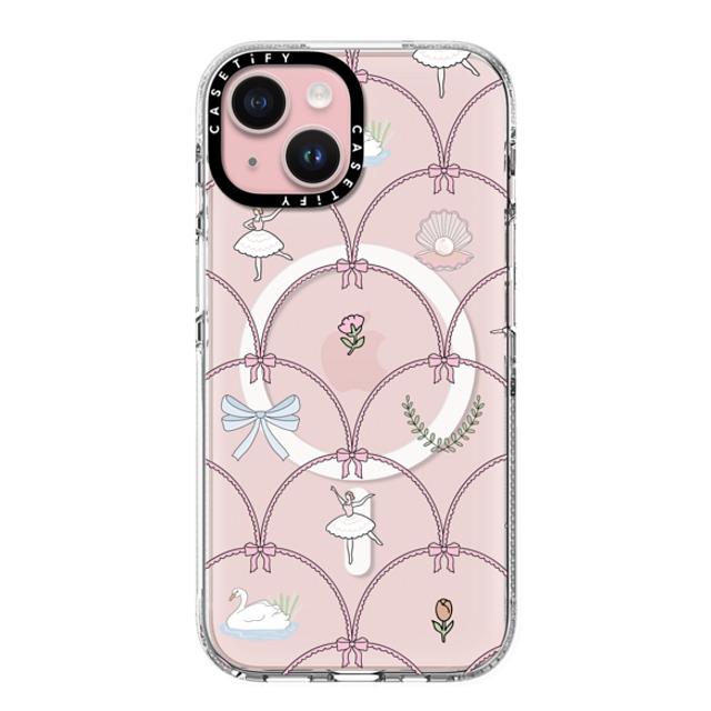 Megan McKean x CASETiFY iPhone 15 ケース クリア クリア ケース MagSafe対応 Ballerina Pattern