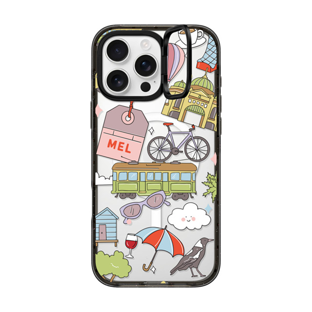 Megan McKean x CASETiFY iPhone 16 Pro Max ケース ブラック インパクトリングスタンドケース MagSafe対応 Melbourne by Megan McKean