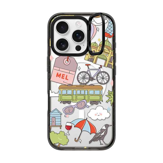 Megan McKean x CASETiFY iPhone 16 Pro ケース ブラック インパクトリングスタンドケース MagSafe対応 Melbourne by Megan McKean