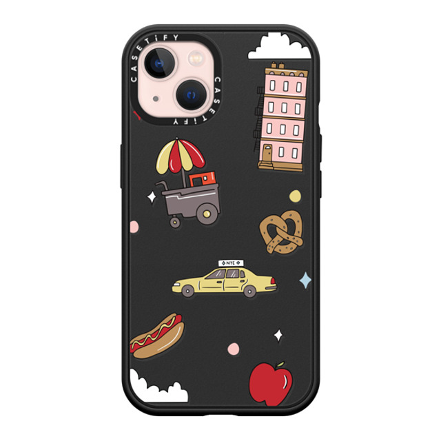 Megan McKean x CASETiFY iPhone 13 ケース マットブラック インパクトケース MagSafe対応 New York Stickers by Megan McKean