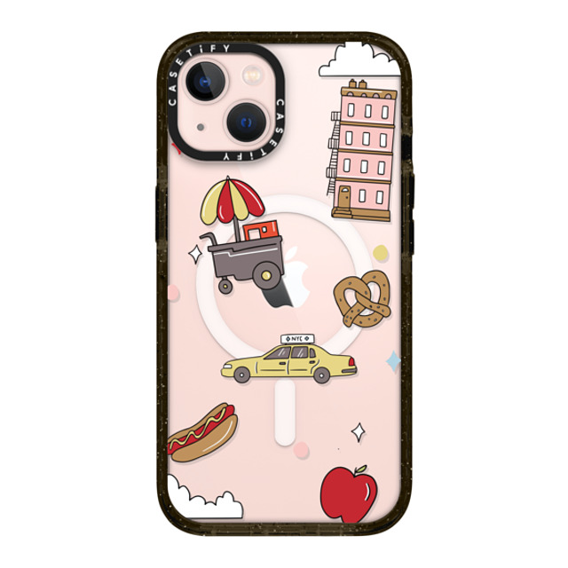 Megan McKean x CASETiFY iPhone 13 ケース ブラック インパクトケース MagSafe対応 New York Stickers by Megan McKean