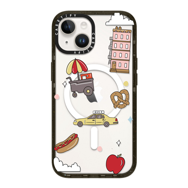 Megan McKean x CASETiFY iPhone 14 ケース ブラック インパクトケース MagSafe対応 New York Stickers by Megan McKean