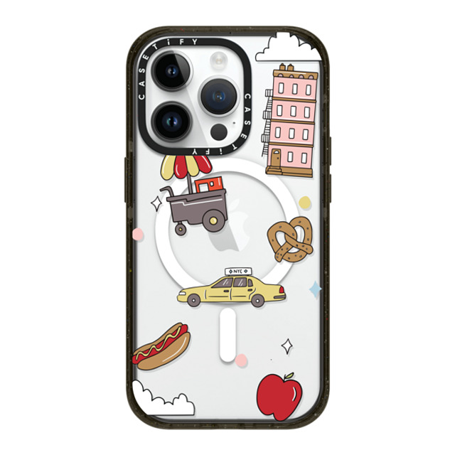 Megan McKean x CASETiFY iPhone 14 Pro ケース ブラック インパクトケース MagSafe対応 New York Stickers by Megan McKean