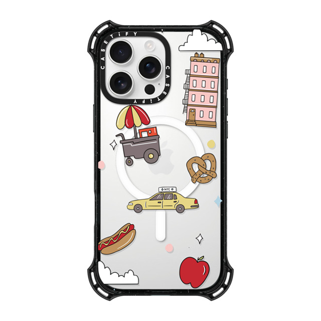 Megan McKean x CASETiFY iPhone 16 Pro Max ケース ブラック バウンスケース New York Stickers by Megan McKean