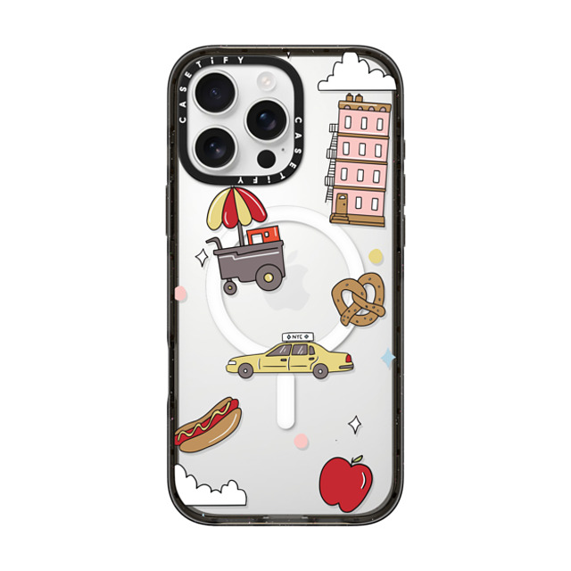 Megan McKean x CASETiFY iPhone 16 Pro Max ケース ブラック インパクトケース MagSafe対応 New York Stickers by Megan McKean