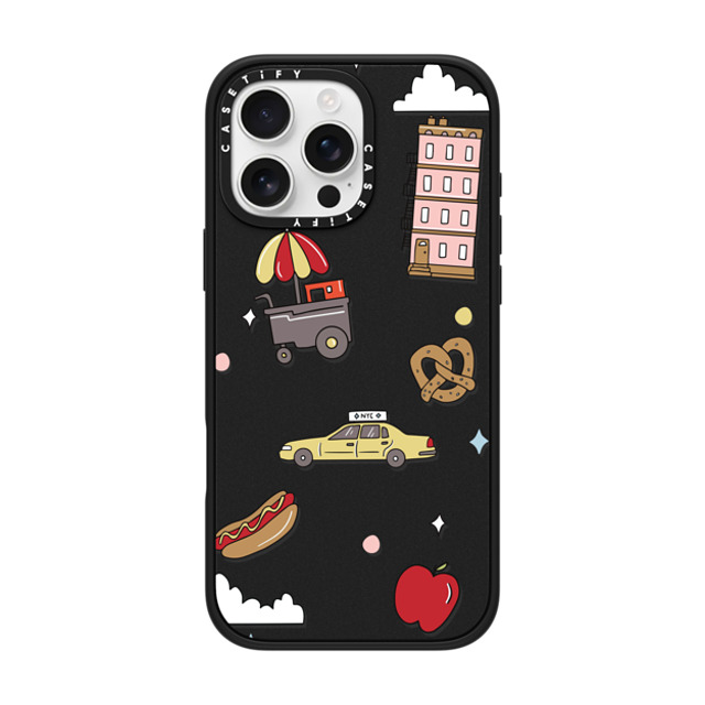 Megan McKean x CASETiFY iPhone 16 Pro Max ケース マットブラック インパクトケース MagSafe対応 New York Stickers by Megan McKean