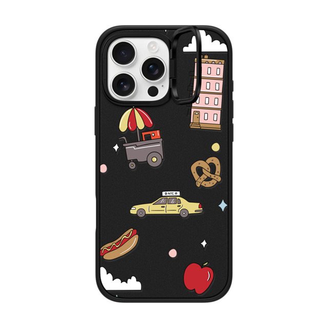 Megan McKean x CASETiFY iPhone 16 Pro Max ケース マットブラック インパクトリングスタンドケース MagSafe対応 New York Stickers by Megan McKean