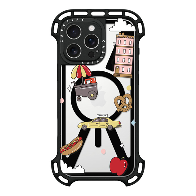 Megan McKean x CASETiFY iPhone 16 Pro Max ケース ブラック ウルトラ バウンスケース MagSafe対応 New York Stickers by Megan McKean