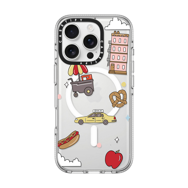 Megan McKean x CASETiFY iPhone 16 Pro ケース クリア クリア ケース MagSafe対応 New York Stickers by Megan McKean