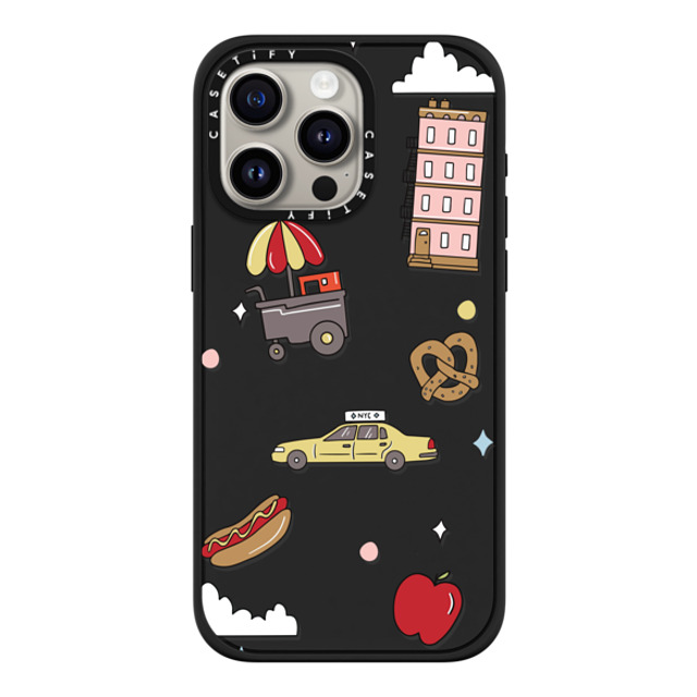 Megan McKean x CASETiFY iPhone 15 Pro Max ケース マットブラック インパクトケース MagSafe対応 New York Stickers by Megan McKean