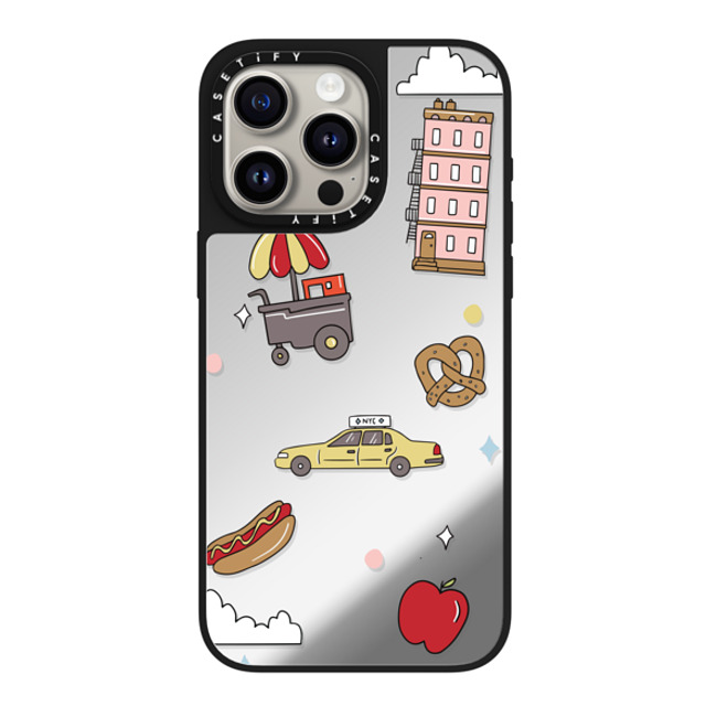 Megan McKean x CASETiFY iPhone 15 Pro Max ケース Silver on Black ミラーケース MagSafe対応 New York Stickers by Megan McKean