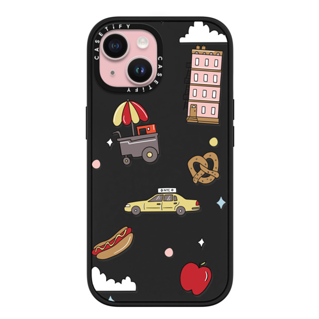 Megan McKean x CASETiFY iPhone 15 ケース マットブラック インパクトケース MagSafe対応 New York Stickers by Megan McKean