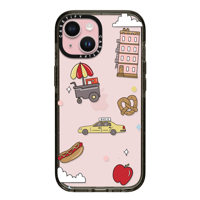 Megan McKean x CASETiFY iPhone 15 ケース ブラック インパクトケース New York Stickers by Megan McKean