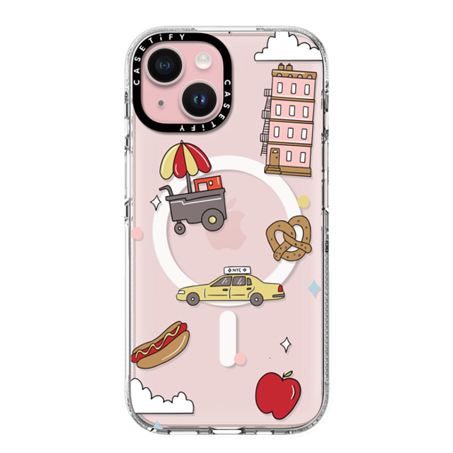 Megan McKean x CASETiFY iPhone 15 ケース クリア クリア ケース MagSafe対応 New York Stickers by Megan McKean