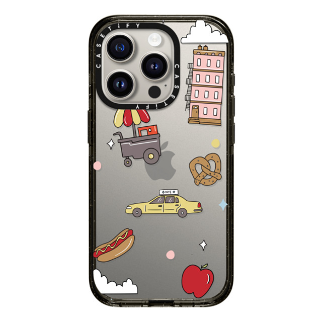 Megan McKean x CASETiFY iPhone 15 Pro ケース ブラック インパクトケース New York Stickers by Megan McKean