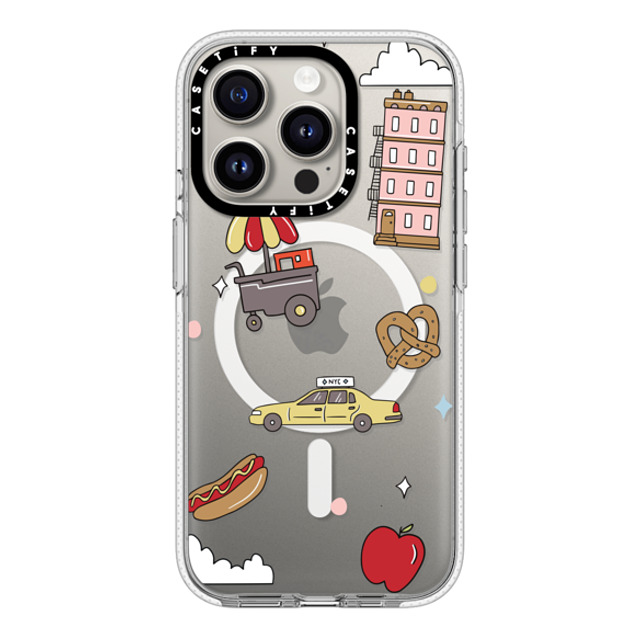 Megan McKean x CASETiFY iPhone 15 Pro ケース クリア クリア ケース MagSafe対応 New York Stickers by Megan McKean