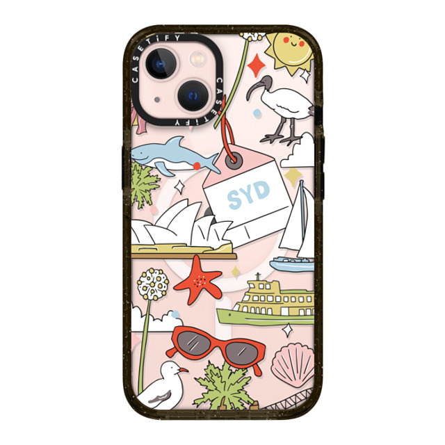 Megan McKean x CASETiFY iPhone 13 ケース ブラック インパクトケース MagSafe対応 Sydney by Megan McKean