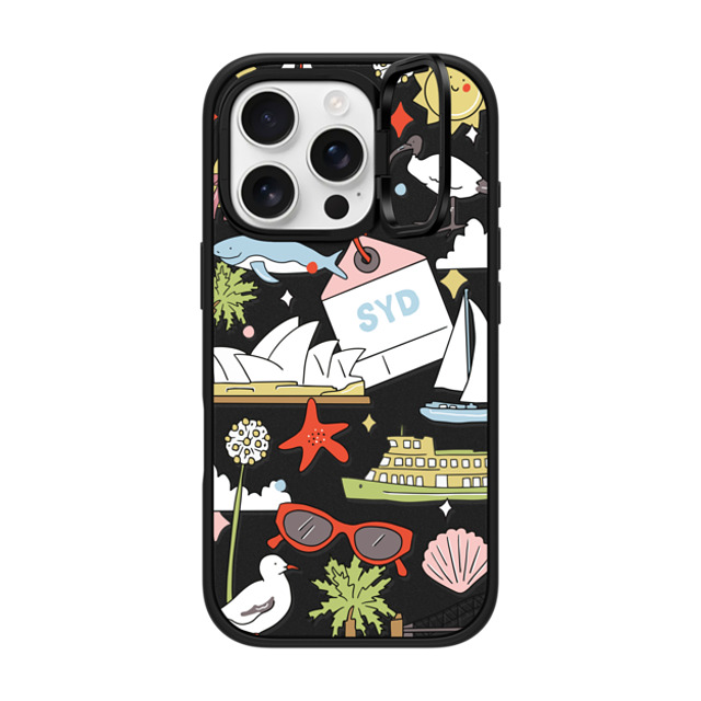 Megan McKean x CASETiFY iPhone 16 Pro ケース マットブラック インパクトリングスタンドケース MagSafe対応 Sydney by Megan McKean