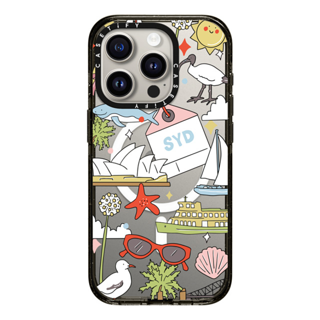 Megan McKean x CASETiFY iPhone 15 Pro ケース ブラック インパクトケース MagSafe対応 Sydney by Megan McKean