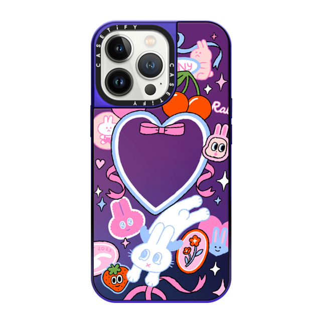 Minstudio x CASETiFY iPhone 13 Pro ケース Purple Disco on Purple ミラーケース MagSafe対応 Dream Bunny by Minstudio