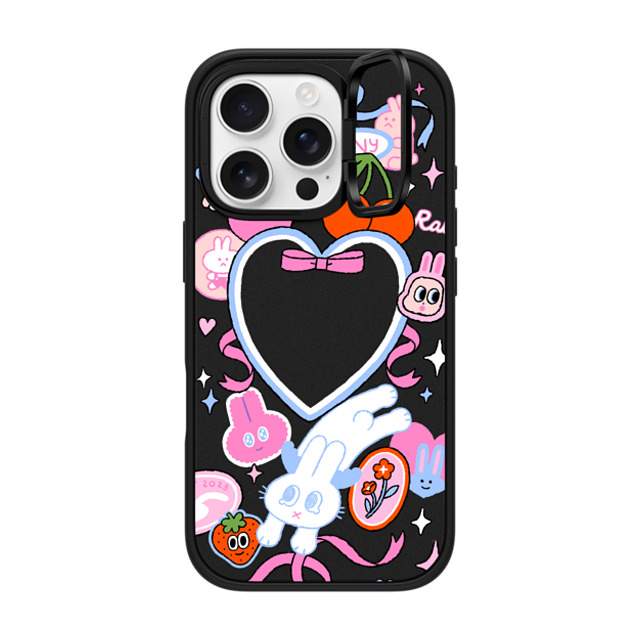 Minstudio x CASETiFY iPhone 16 Pro ケース マットブラック インパクトリングスタンドケース MagSafe対応 Dream Bunny by Minstudio