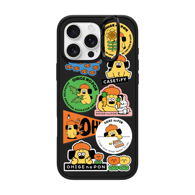 Makoto Kanazawa x CASETiFY iPhone 16 Pro Max ケース マットブラック インパクトリングスタンドケース MagSafe対応 Sticker Case