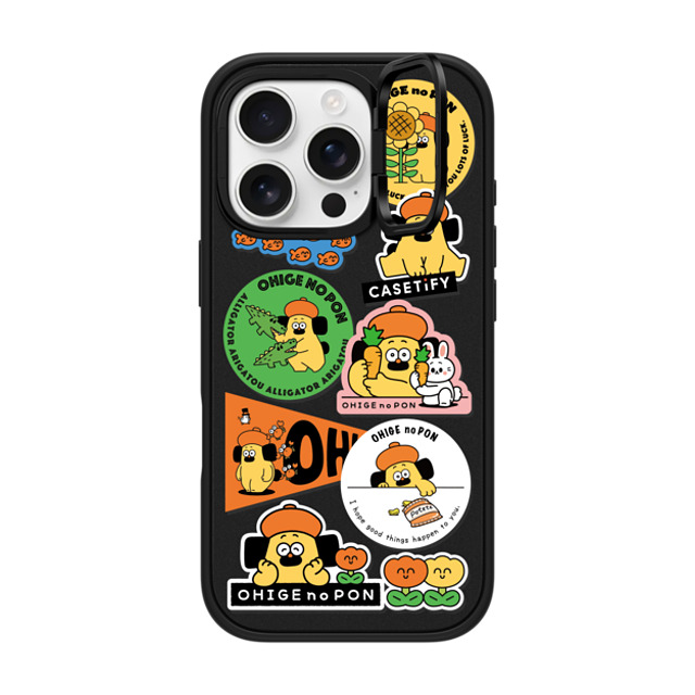 Makoto Kanazawa x CASETiFY iPhone 16 Pro ケース マットブラック インパクトリングスタンドケース MagSafe対応 Sticker Case