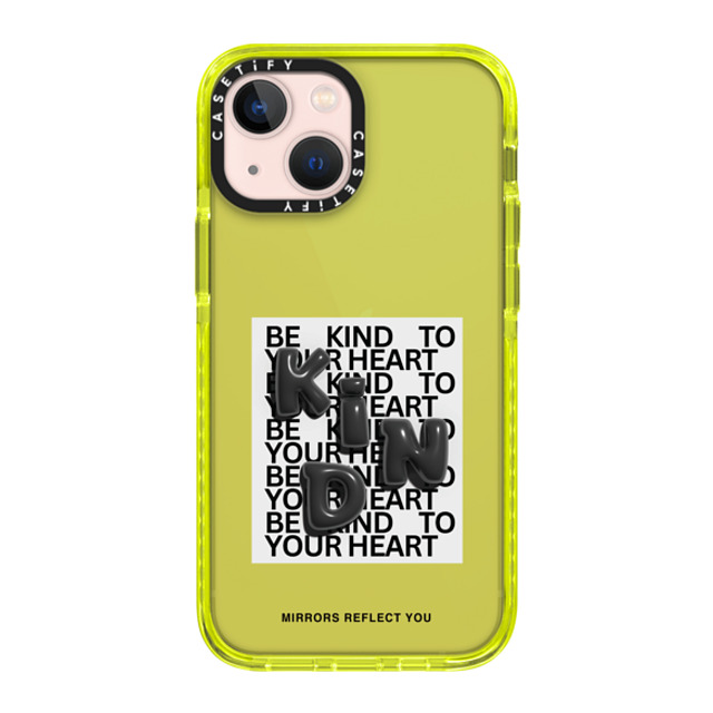 Mirrors Reflect You x CASETiFY iPhone 13 Mini Case Quote,Typography ネオン イエロー インパクトケース KIND Mother's Day Mirrors Reflect You x CASETiFY iPhone 13 Mini Case Quote,Typography ネオン イエロー インパクトケース KIND Mother's Day